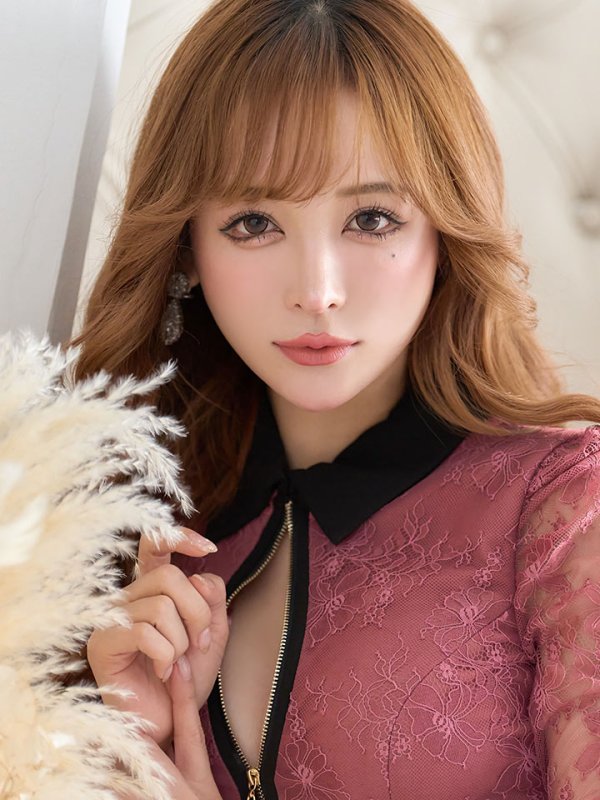画像18: XSサイズあり【Glossy/グロッシー】フロントジップ/ ZIP ストレッチ/ レース五分袖/ 長袖/ 袖あり/ レーススリーブ/ タイト/ ミニドレス/ キャバドレス【HC02】