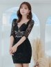 画像13: 【ROBE de FLEURS Glossy/ローブ・ド・フルール グロッシー】レーススリーブ/ 七分袖/ 長袖/ 袖あり/ ウエストシースルー/ ジップ/ タイト/ ミニドレス/ キャバドレス[OF2]