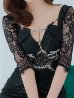 画像8: 【ROBE de FLEURS Glossy/ローブ・ド・フルール グロッシー】レーススリーブ/ 七分袖/ 長袖/ 袖あり/ ウエストシースルー/ ジップ/ タイト/ ミニドレス/ キャバドレス[OF2]