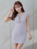 画像2: XSサイズあり【ROBE de FLEURS Glossy/ローブ・ド・フルール グロッシー】スプリングツイード/ ビジュージッパー/ シアー/ ノースリーブ/ タイト/ ミニドレス/ キャバドレス[OF2] (2)