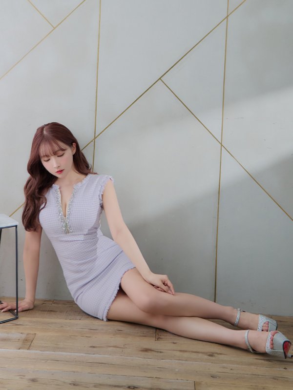 画像16: XSサイズあり【Glossy/グロッシー】スプリングツイード/ ビジュージッパー/ シアー/ ノースリーブ/ タイト/ ミニドレス/ キャバドレス【HC02】