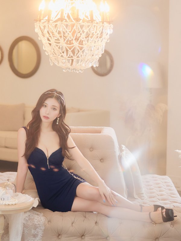画像2: XSサイズあり【Glossy/グロッシー】フロントジップ/ ビジュー/ ストレッチ/ ビスチェ/ タイト/ ミニドレス/ キャバドレス[OF2]