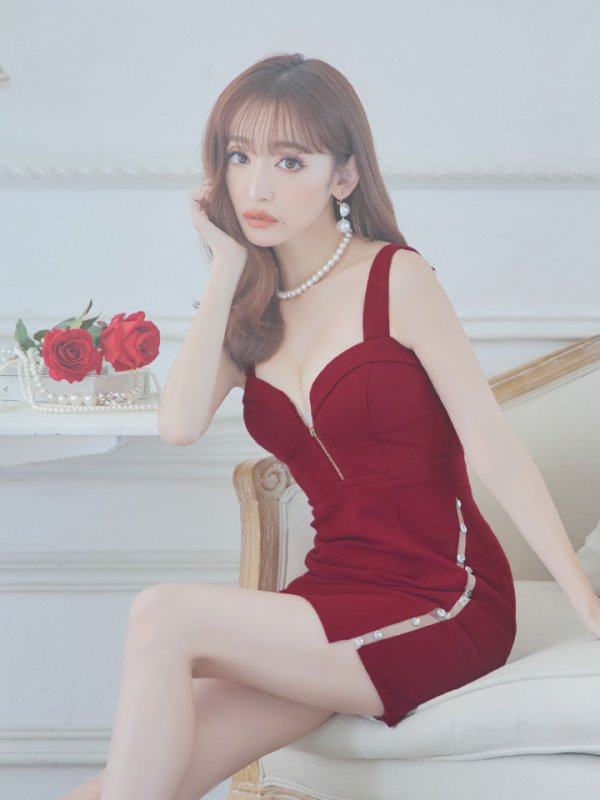 画像6: XSサイズあり【Glossy/グロッシー】フロントジップ/ ビジュー/ ストレッチ/ ビスチェ/ タイト/ ミニドレス/ キャバドレス【HC02】