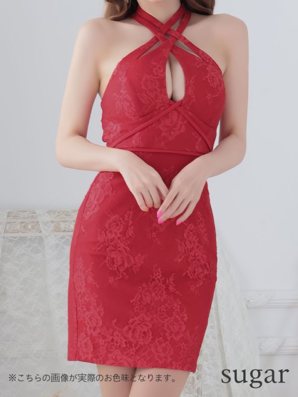 画像11: XSサイズあり【Glossy/グロッシー】クロスホルター/ ホルターネック/ アメスリ/ ストレッチ/ タイト/ ミニドレス/ キャバドレス【HC02】