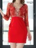 画像8: 【ROBE de FLEURS Glossy/ローブ・ド・フルール グロッシー】レーススリーブ/ 七分袖/ 長袖/ 袖あり/ スパンコール/ サイドリボン/ タイト/ ミニドレス/ キャバドレス[OF2]