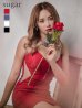 画像4: XSサイズあり【ROBE de FLEURS Glossy/ローブ・ド・フルール グロッシー】デコルテビジュー/ フロントジップ/ リボンネック/ ストレッチ/ タイト/ ミニドレス/ キャバドレス[OF2]