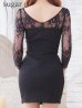画像11: 【ROBE de FLEURS Glossy/ローブ・ド・フルール グロッシー】袖あり/ バストビジュー/ レーススリーブ/ 七分袖/ 長袖/ ストレッチ/ タイト/ ミニドレス/ キャバドレス[OF2]