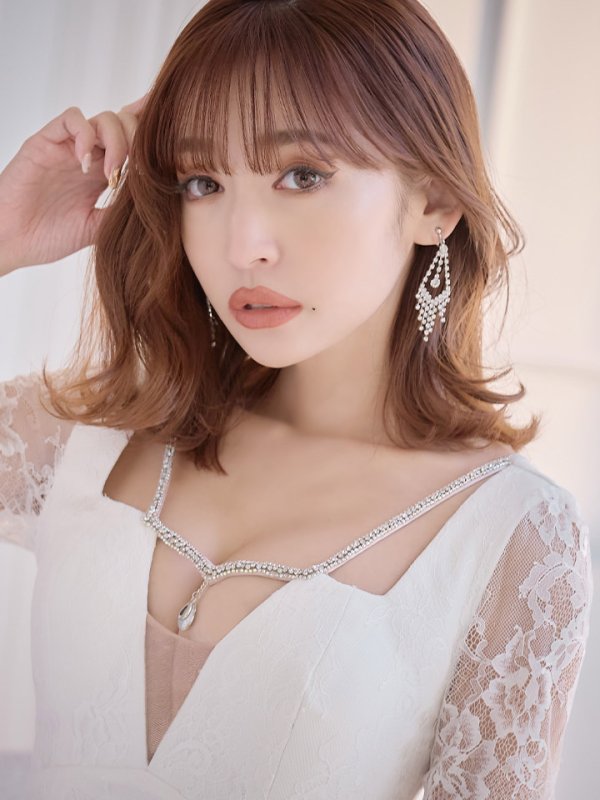 画像7: XS-Lサイズあり【Glossy/グロッシー】バストビジュー/ レーススリーブ/ 袖あり/ ワンカラー/ 総レース/ タイト/ ミニドレス/ キャバドレス【OF08】