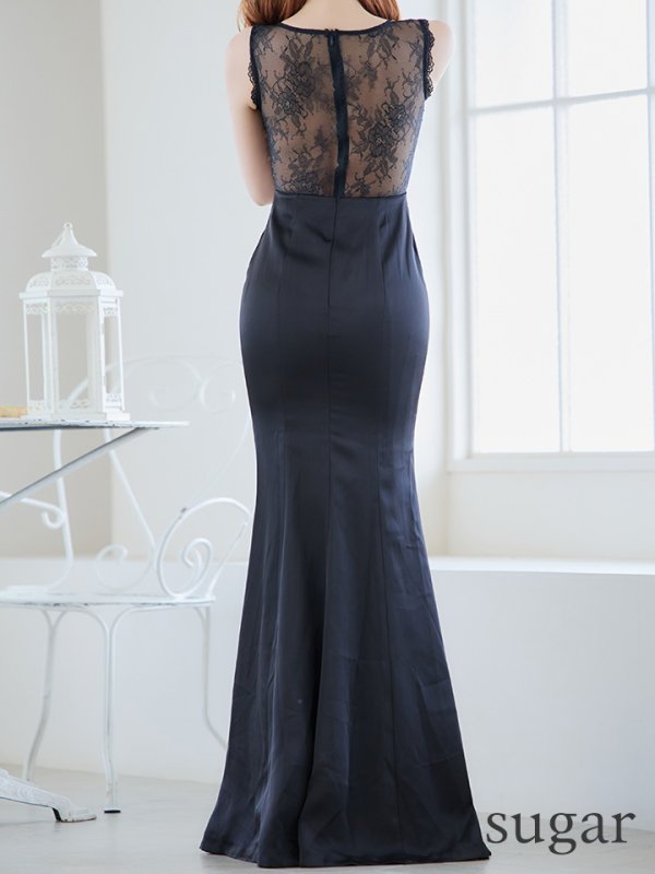 画像9: Lサイズあり【Glossy/グロッシー】ビジュー/ バストカット/ レース/ スリット/ タイト/ ロングドレス/ キャバドレスlong[OF08]