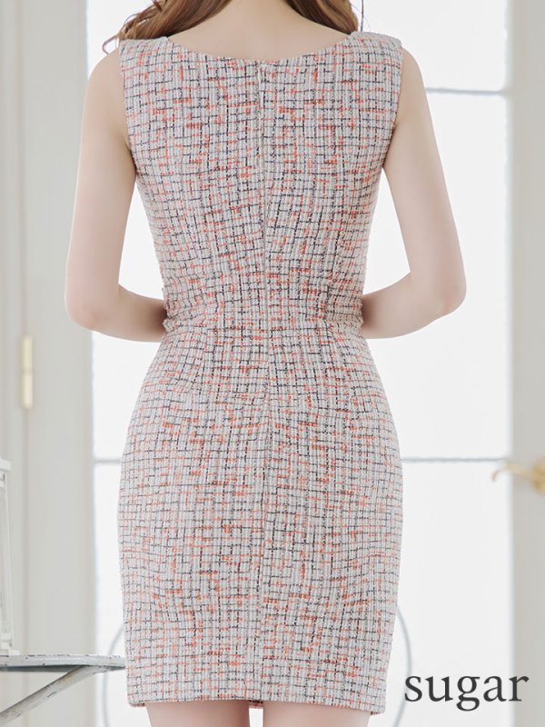 画像9: XSサイズあり【Glossy/グロッシー】サマーニットツイード/ シンプル/ ノースリーブ/ タイト/ ミニドレス/ キャバドレス【OF08】