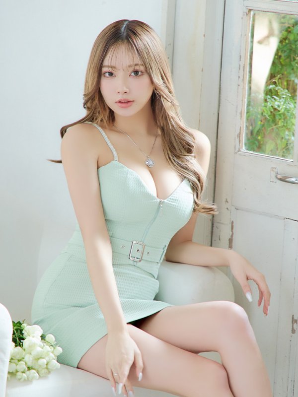 画像4: XSサイズあり【Glossy/グロッシー】ジッパー/ ベルト/ キャミ/ セットアップ/ シンプル/ ワンカラー/ ミニドレス/ キャバドレス【OF08】