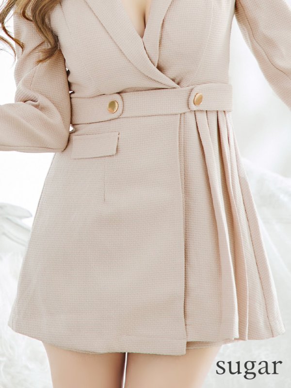 画像22: XS-Lサイズあり【Glossy/グロッシー】スーツライク/ プリーツスカート/ インナーボトムス付/ ツイード/ ワンピース/ミニドレス/ キャバドレス【OF08】