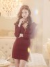 画像14: XSサイズあり【ROBE de FLEURS Glossy/ローブ・ド・フルール グロッシー】フロントジッパー/ オフショルダー/ リブニット/ 袖あり/ 長袖/ シンプル/ ワンカラー/ ストレッチ/ タイト/ ミニドレス/ キャバドレス[OF2]