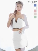XSサイズあり【ROBE de FLEURS Glossy/ローブ・ド・フルール グロッシー】スタッズ/ キルティング/ フロントジップ/ 台形スカート/ セットアップ/ ミニドレス/ キャバドレス[OF2]【一部予約商品/5月下旬発送予定】