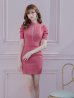 画像4: XSサイズあり【ROBE de FLEURS Glossy/ローブ・ド・フルール グロッシー】バストジッパー/ スプリングツイード/ 半袖/ 袖あり/ ワンカラー/ タイト/ ミニドレス/ キャバドレス[OF2]