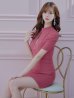 画像5: XSサイズあり【ROBE de FLEURS Glossy/ローブ・ド・フルール グロッシー】バストジッパー/ スプリングツイード/ 半袖/ 袖あり/ ワンカラー/ タイト/ ミニドレス/ キャバドレス[OF2]