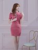 画像6: XSサイズあり【ROBE de FLEURS Glossy/ローブ・ド・フルール グロッシー】バストジッパー/ スプリングツイード/ 半袖/ 袖あり/ ワンカラー/ タイト/ ミニドレス/ キャバドレス[OF2]
