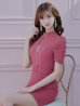 画像8: XSサイズあり【ROBE de FLEURS Glossy/ローブ・ド・フルール グロッシー】バストジッパー/ スプリングツイード/ 半袖/ 袖あり/ ワンカラー/ タイト/ ミニドレス/ キャバドレス[OF2]
