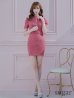 画像9: XSサイズあり【ROBE de FLEURS Glossy/ローブ・ド・フルール グロッシー】バストジッパー/ スプリングツイード/ 半袖/ 袖あり/ ワンカラー/ タイト/ ミニドレス/ キャバドレス[OF2]
