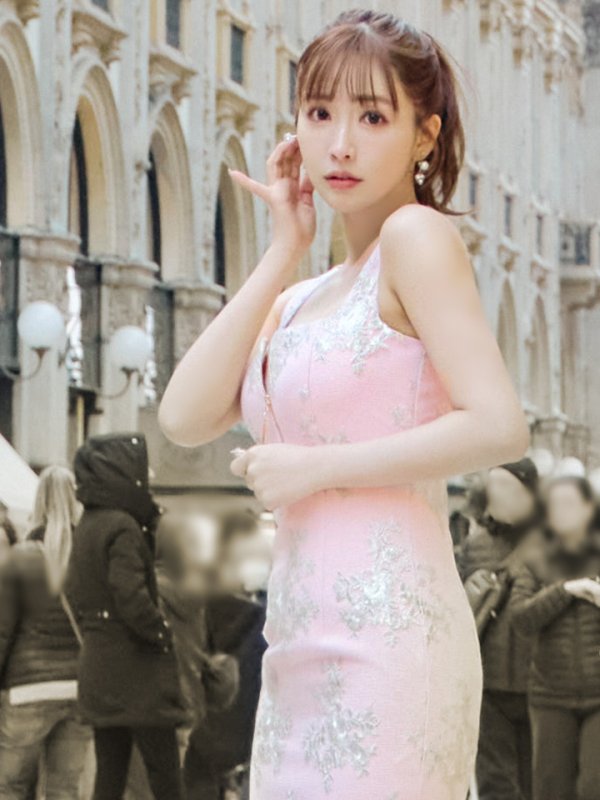 画像31: Lサイズあり【DEA./ディア】マーメイド/ フローラル/ バストジップ/ フリル/ テールカット/ ミディアムドレス/ キャバドレス【OF08】