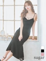 【ROBE de FLEURS Glossy/ローブ・ド・フルール グロッシー】サイドレース/ ファーストラップ/ ワンカラー/ キャミソール/ ストレッチ/ タイト/ ミモレ丈/ ロングドレス/ キャバドレスlong[OF2]