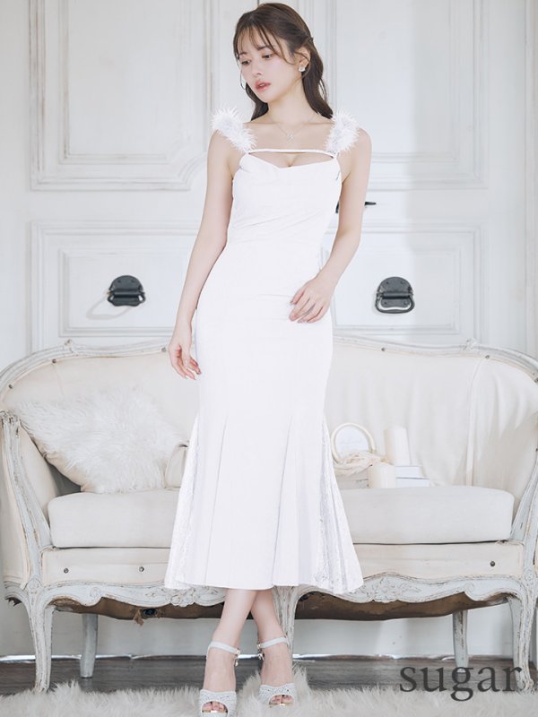 画像36: 【Glossy/グロッシー】サイドレース/ ファーストラップ/ ワンカラー/ キャミソール/ ストレッチ/ タイト/ ミモレ丈/ ロングドレス/ キャバドレスlong[OF08]