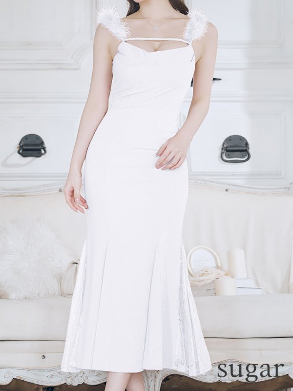 画像37: 【Glossy/グロッシー】サイドレース/ ファーストラップ/ ワンカラー/ キャミソール/ ストレッチ/ タイト/ ミモレ丈/ ロングドレス/ キャバドレスlong[OF08]