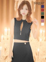 門りょうちゃん着用　XSサイズあり【ROBE de FLEURS Glossy/ローブ・ド・フルール グロッシー】ジッパー/ シンプル/ ワンカラー/ ノースリーブ/ セットアップ/ ストレッチ/ タイト/ ミニドレス/ キャバドレス[OF2]