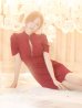 画像22: 門りょうちゃん着用 XSサイズあり【ROBE de FLEURS Glossy/ローブ・ド・フルール グロッシー】バストジッパー/ ワッフル/ 袖あり/ 半袖/ シンプル/ ワンカラー/ ストレッチ/ タイト/ ミニドレス/ キャバドレス[OF2]