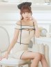 画像5: XSサイズあり【ROBE de FLEURS Glossy/ローブ・ド・フルール グロッシー】スエードリボン/ ワッフル/ オフショルダー/ フロントジップ/ タイト/ セットアップ/ ミニドレス/ キャバドレス[OF2]