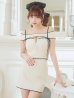 画像6: XSサイズあり【ROBE de FLEURS Glossy/ローブ・ド・フルール グロッシー】スエードリボン/ ワッフル/ オフショルダー/ フロントジップ/ タイト/ セットアップ/ ミニドレス/ キャバドレス[OF2]