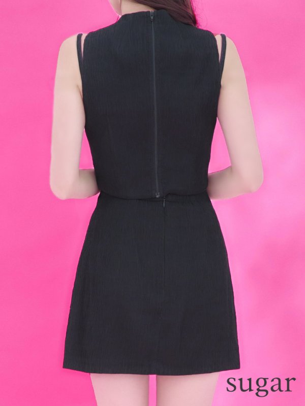 画像12: XSサイズあり【Glossy/グロッシー】マルチファスナー/ ハイネック/ ノースリーブ/ ワンカラー/ タイト/ ミニドレス/ キャバドレス[OF08]