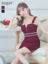 XSサイズあり【ROBE de FLEURS Glossy/ローブ・ド・フルール グロッシー】バストジッパー/ ビジュー/ ワッフル/ ノースリーブ/ ワンカラー/ タイト/ ミニドレス/ キャバドレス[OF2]