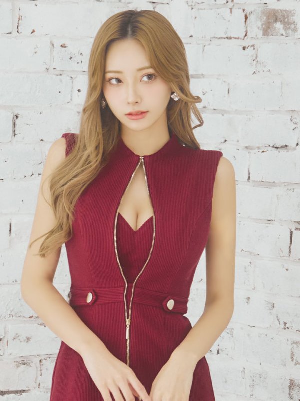 画像21: XSサイズあり【Glossy/グロッシー】ジッパー/ リブニット/ シンプル/ ワンカラー/ ノースリーブ/ タイト/ ミニドレス/ キャバドレス[OF08]