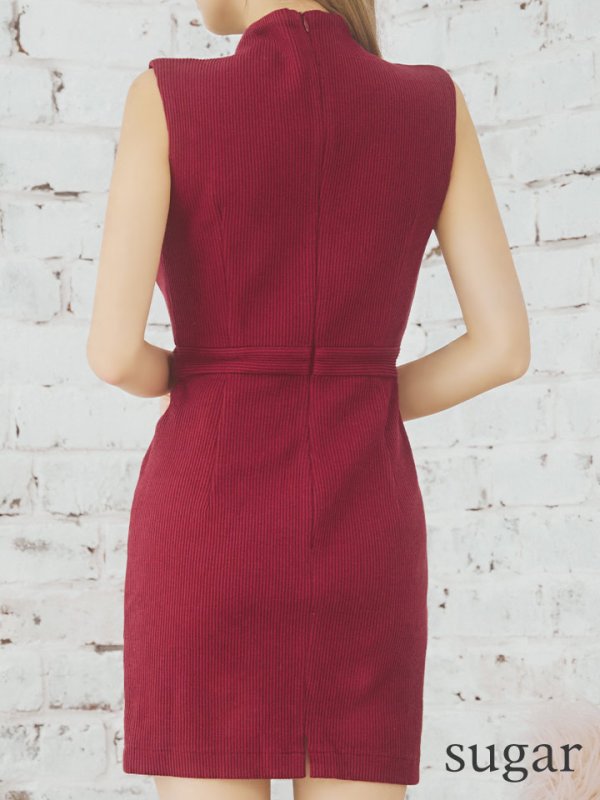 画像27: XSサイズあり【Glossy/グロッシー】ジッパー/ リブニット/ シンプル/ ワンカラー/ ノースリーブ/ タイト/ ミニドレス/ キャバドレス[OF08]