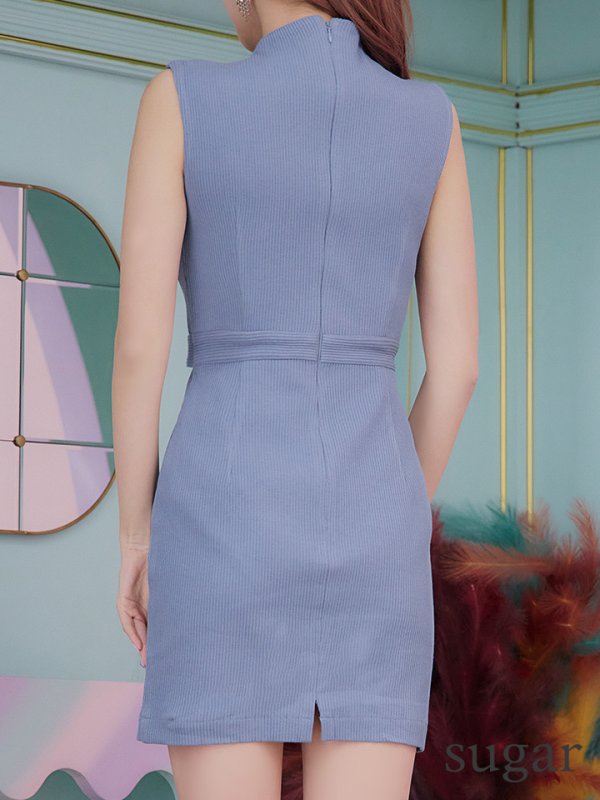 画像18: XSサイズあり【Glossy/グロッシー】ジッパー/ リブニット/ シンプル/ ワンカラー/ ノースリーブ/ タイト/ ミニドレス/ キャバドレス[OF08]