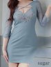 画像27: XS-Lサイズあり【ROBE de FLEURS Glossy/ローブ・ド・フルール グロッシー】クロスビジュー/ 五分袖/ 袖あり/ ストレッチ/ タイト/ ミニドレス/ キャバドレス[OF2]