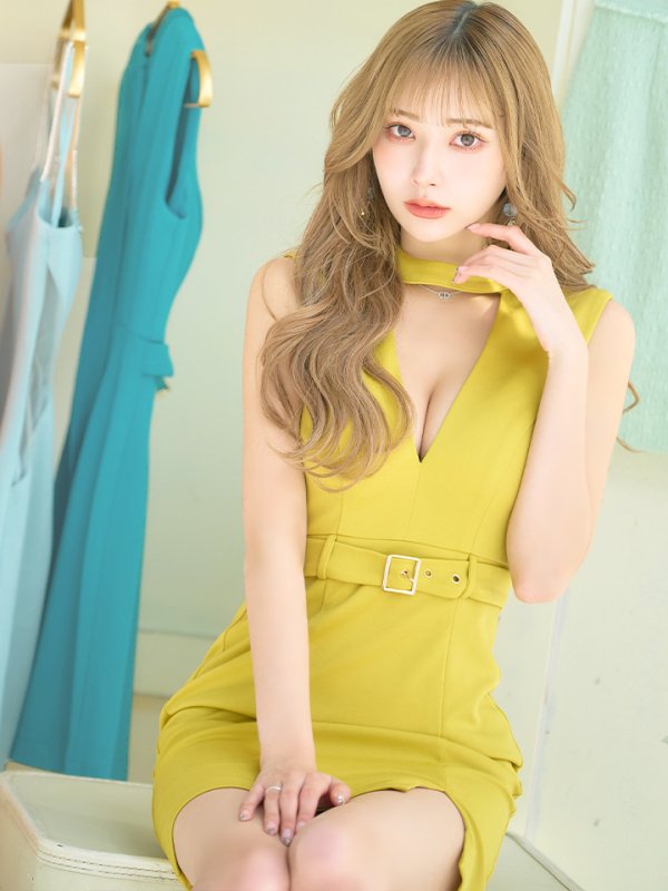 画像31: XSサイズあり【Glossy/グロッシー】チョーカー風ベルト/ カットアウト/ シンプル/ ワンカラー/ ノースリーブ/ タイト/ ミニドレス/ キャバドレス[OF08]