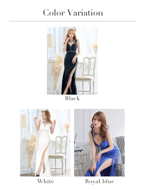 画像21: Lサイズあり【Glossy/グロッシー】フロントジッパー/ ウエストシースルー/ ワンカラー/ ノースリーブ/ タイト/ スリット/ ロングドレス/ キャバドレスlong[OF08]