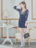 画像2: 【ROBE de FLEURS Glossy/ローブ・ド・フルール グロッシー】レーススリーブ/ 七分袖/ 長袖/ 袖あり/ ビジュー/ ストレッチ/ タイト/ ミニドレス/ キャバドレス[OF2] (2)