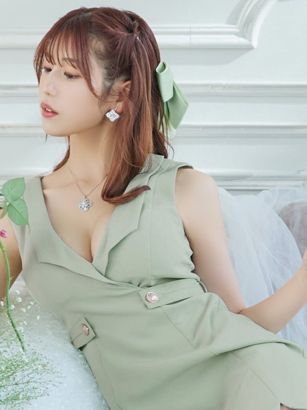 画像37: XSサイズあり【Glossy/グロッシー】襟付き/ レザーベルトデザイン/ ノースリーブ/ シンプル/ ワンカラー/ タイト/ ミニドレス/ キャバドレス[OF08]