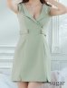 画像12: XSサイズあり【ROBE de FLEURS Glossy/ローブ・ド・フルール グロッシー】襟付き/ レザーベルトデザイン/ ノースリーブ/ シンプル/ ワンカラー/ タイト/ ミニドレス/ キャバドレス[OF2]