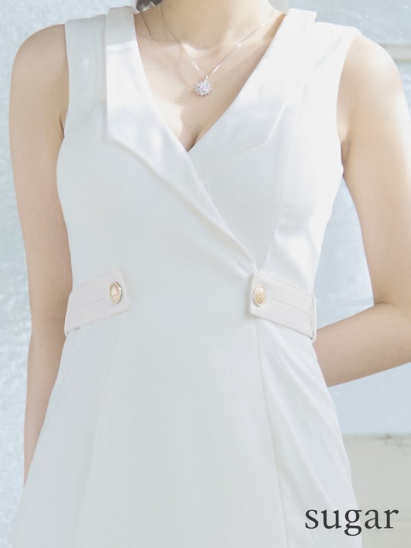 画像22: XSサイズあり【Glossy/グロッシー】襟付き/ レザーベルトデザイン/ ノースリーブ/ シンプル/ ワンカラー/ タイト/ ミニドレス/ キャバドレス[OF08]