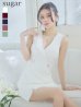 XSサイズあり【ROBE de FLEURS Glossy/ローブ・ド・フルール グロッシー】襟付き/ レザーベルトデザイン/ ノースリーブ/ シンプル/ ワンカラー/ タイト/ ミニドレス/ キャバドレス[OF2]　ホワイト