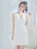 画像9: XSサイズあり【ROBE de FLEURS Glossy/ローブ・ド・フルール グロッシー】襟付き/ レザーベルトデザイン/ ノースリーブ/ シンプル/ ワンカラー/ タイト/ ミニドレス/ キャバドレス[OF2]