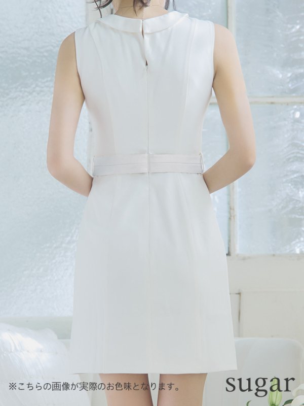画像21: XSサイズあり【Glossy/グロッシー】襟付き/ レザーベルトデザイン/ ノースリーブ/ シンプル/ ワンカラー/ タイト/ ミニドレス/ キャバドレス[OF08]