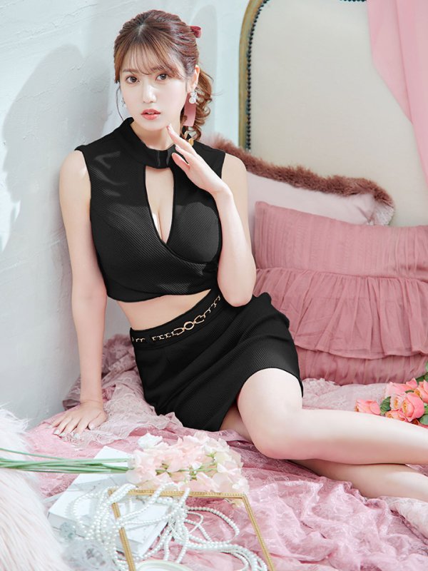 画像2: XSサイズあり【Glossy/グロッシー】シンプル/ バストカット/ リブニット/ ノースリーブ/ ワンカラー/ タイト/ セットアップ/ ミニドレス/ キャバドレス[OF2]