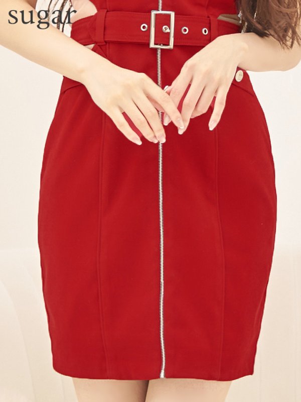 画像40: XSサイズあり【Glossy/グロッシー】フロントジッパー/ ベルト/ キャミソール/ シアー/ タイト/ ミニドレス/ キャバドレス[OF08]