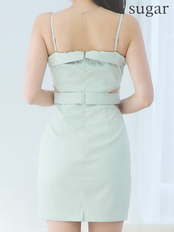 画像9: XSサイズあり【Glossy/グロッシー】フロントジッパー/ ベルト/ キャミソール/ シアー/ タイト/ ミニドレス/ キャバドレス[OF08]