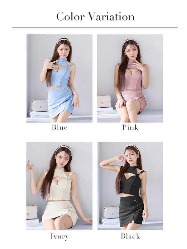 画像32: XSサイズあり【Glossy/グロッシー】バストオープンショルダー/ ストラップ/ タイト/ セットアップ/ ミニドレス/ キャバドレス[OF08]